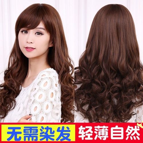 假发女齐斜刘海整顶长卷发逼真蓬松短发轻薄自然时尚妈妈发型头套