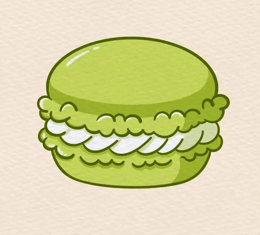 「简笔画」(100/86)抹茶95味马卡龙·内附步骤 今日份是抹茶味95