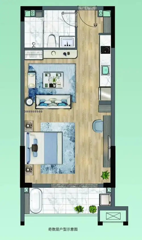 55-58㎡一室一厅一卫