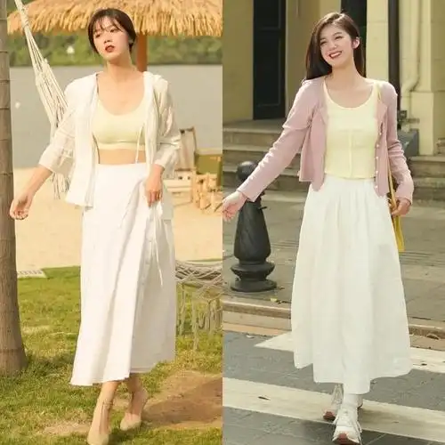 白裙子配什么颜色上衣好看图片(最流行的四种白裙穿搭方式)-流速屋