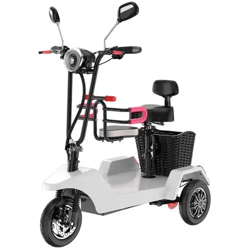 新款小型电动三轮车女士接送孩子电瓶车迷你家用折叠亲子代步车