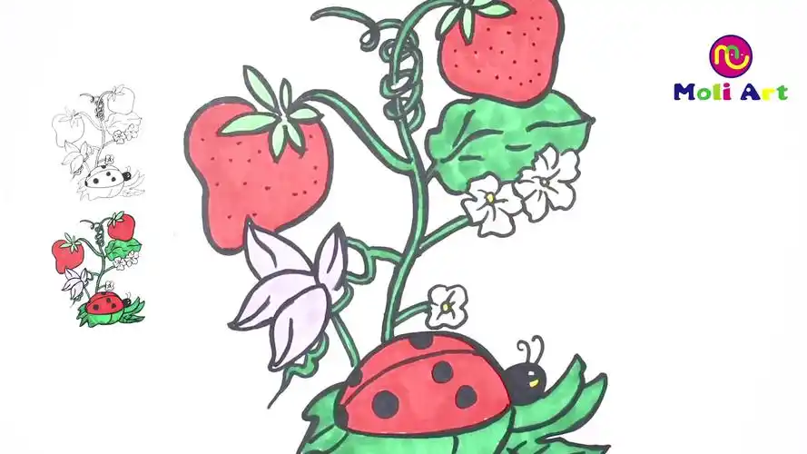 简笔画草莓简笔画图片大全儿童画幼乐园画画作业简笔画学英语_哔哩