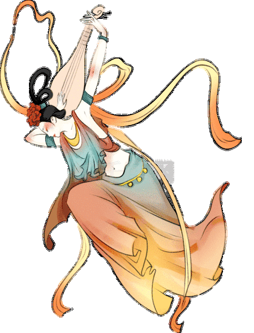 敦煌仙女反弹琵琶中国风动图gif