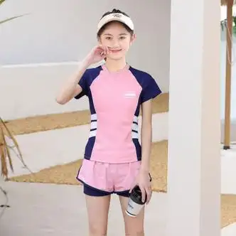 姬帝茫儿童泳衣女孩10岁游泳衣女童分体泳装12岁大童初中生保守竞速