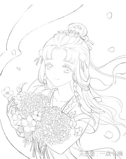 铅笔线描古风美人画法