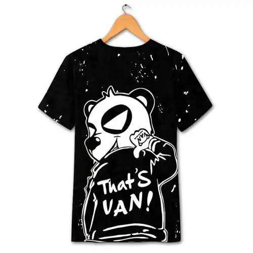 潮牌男装个性欧洲站熊猫图案卡通印花短袖t恤半袖t大码衣服