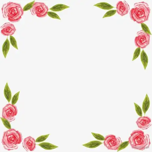 红色鲜花边框png素材透明免抠图片动植人物