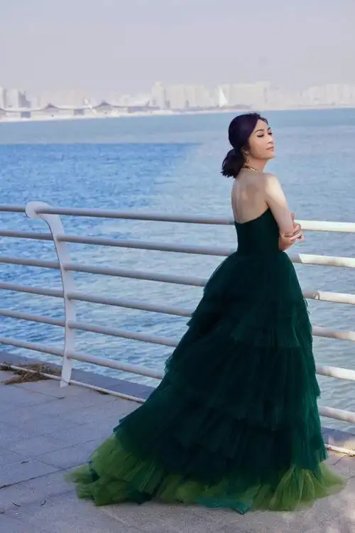 杨千嬅金鸡奖抹胸蛋糕纱裙写真秀性感香肩美背风姿动人