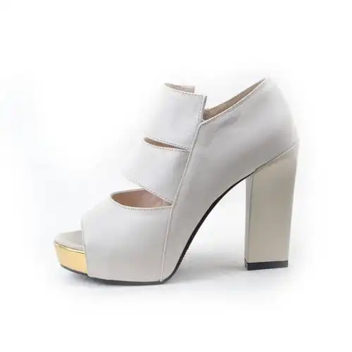 康蜂真皮头层牛皮2013春鱼嘴防水台高帮侧拉高跟皮鞋凉鞋13888-1 白色