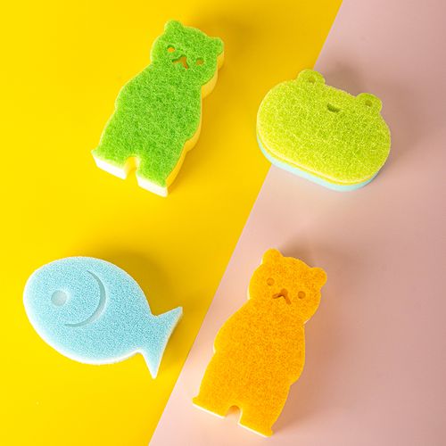 洗碗海绵日本进口小熊卡通家用神器厨房刷锅海绵擦