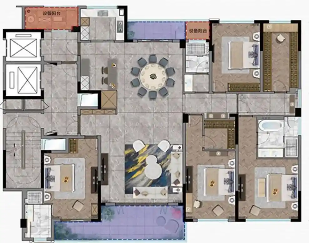 260平米的大平层,一款非常优秀的户型