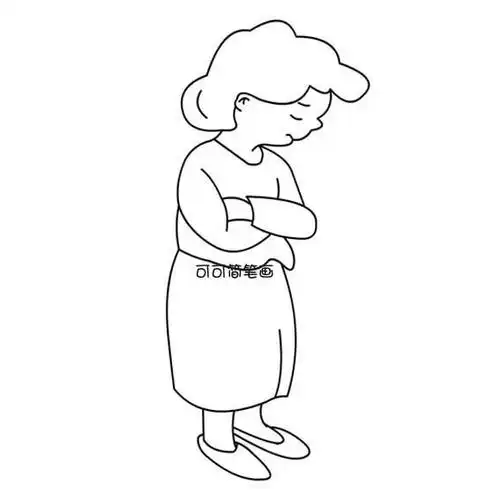生气的妈妈简笔画,人物简笔画,生气的妈妈简单画法.人物表情简笔画.