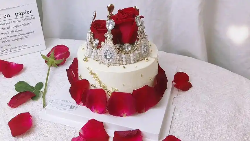 女王范红玫瑰鲜花蛋糕#女王蛋糕#皇冠鲜花蛋糕#生日蛋糕定制