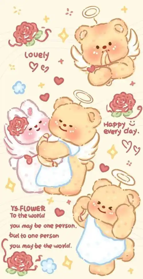 可爱 锁屏 主屏 套图手机壁纸_屏幕_开心_小熊