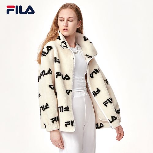 fila斐乐官方女子外套2021年冬季新款运动保暖毛绒长袖衫女