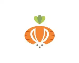 果蔬店logo胡萝卜兔子动物果蔬店logo蔬菜可爱商标设计图标图形标志