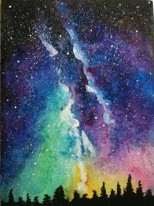 零基础唯美星空,插画丙烯油画水彩水粉入门绘画素材大全合集分享