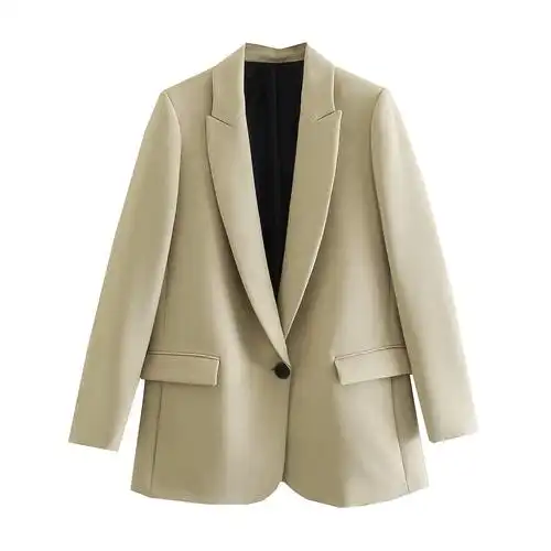 单扣修身西装外套图片