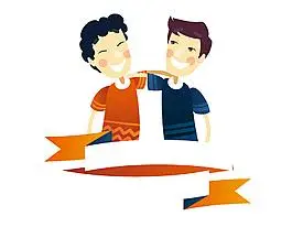 手绘扁平卡通好兄弟搭肩膀鼓励矢量元素