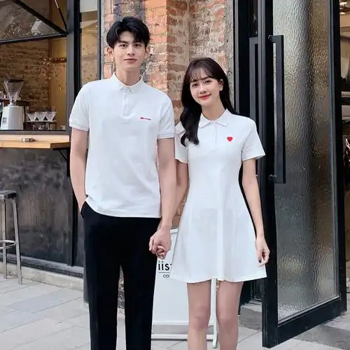 情侣装夏装潮流小众polo红心t一裙一衣不一样拍结婚登记照领证服