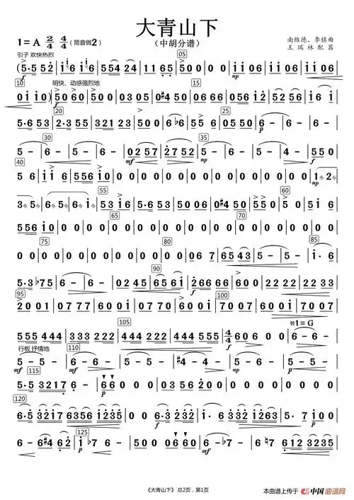 大青山下中胡分谱
