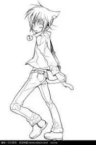 男生侧身行走简笔画