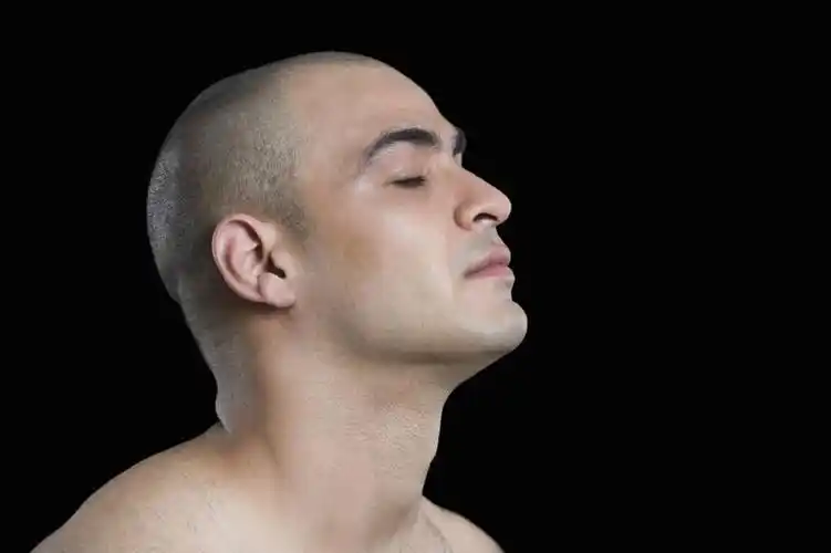 摄影,影棚,裸,思虑,男人,男性,年轻男性,亚洲人,印度人,头部,光头