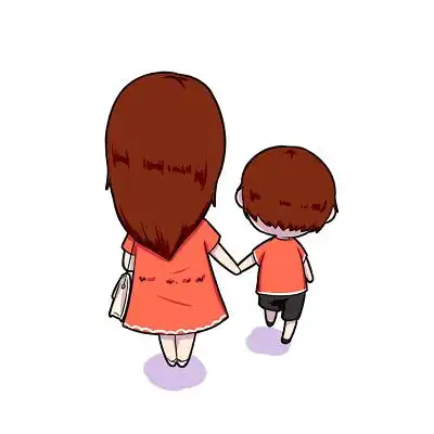 走路扁平母亲背影元素温馨png素材粉色卡通插画感恩母亲节母亲节快乐