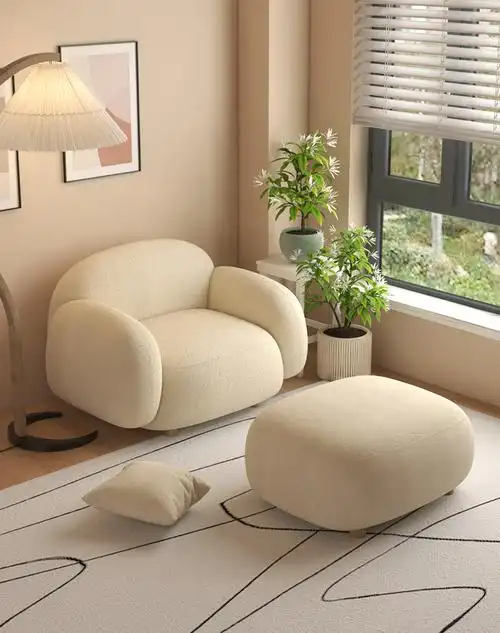 北欧布艺沙发简约现代服装店美容院面包轻奢羊羔绒模块小户型沙发