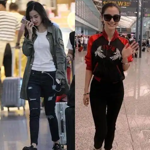 难道腿短这码事,看机场无ps照就看的下来了.angelababy真实体重:160cm