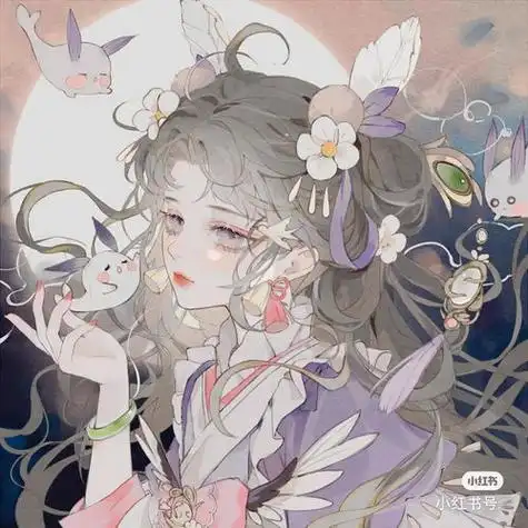 梦幻冰紫色星空少女头像古风