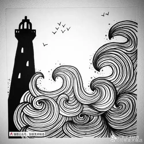 黑白装饰画##创意美术##画画##手绘##绘画##儿童画##创意美术精选