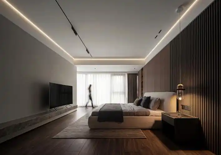 灰咖色浓香卧室套房现代极简里的舒适