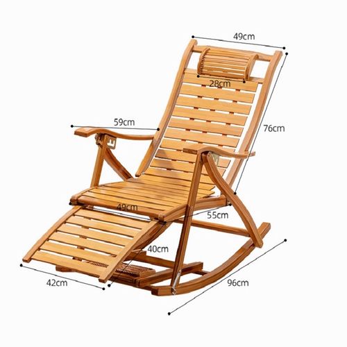 摇摇椅老头乐老人摇椅楠竹午休椅折叠椅阳台户外乘凉休 原色躺椅