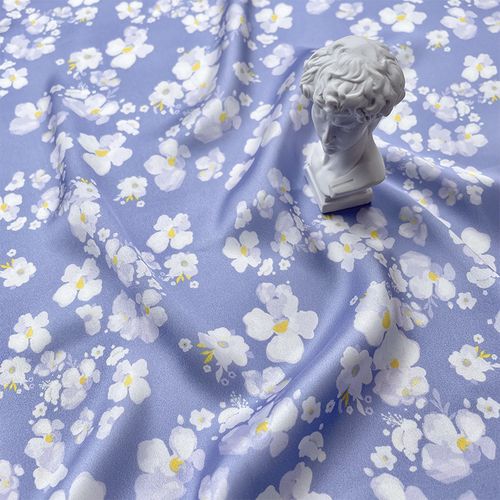 布艺岛小清新蓝色系光泽小碎花田园风纤维布料连衣裙汉服旗袍面料