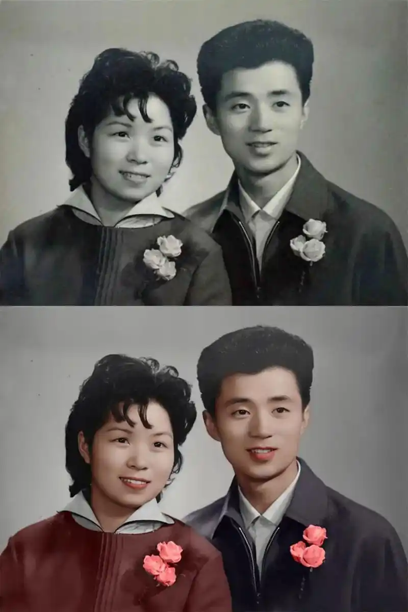 【每天老照片】--6799-- 老照片修复鉴赏,70~90年代结婚照修复