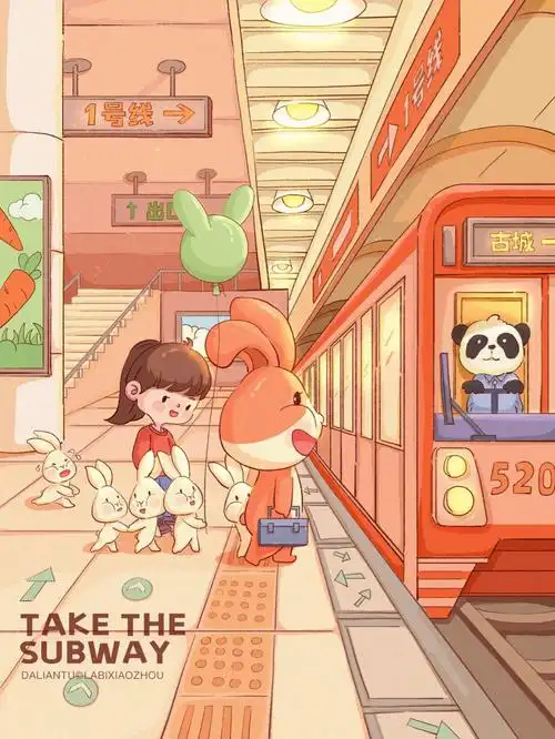 治愈系插画坐地铁附步骤解析