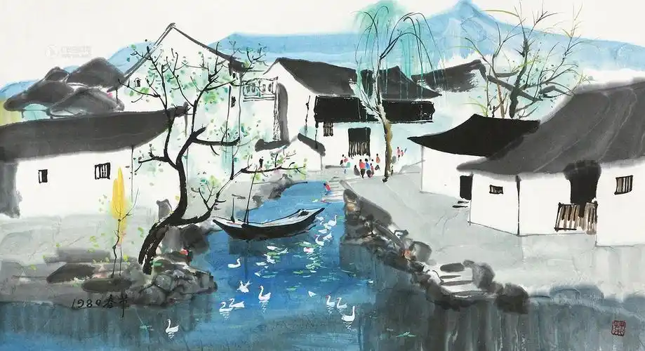 【江南水乡 镜片 纸本】拍卖品_图片_价格_鉴赏_绘画_雅昌艺术品拍卖