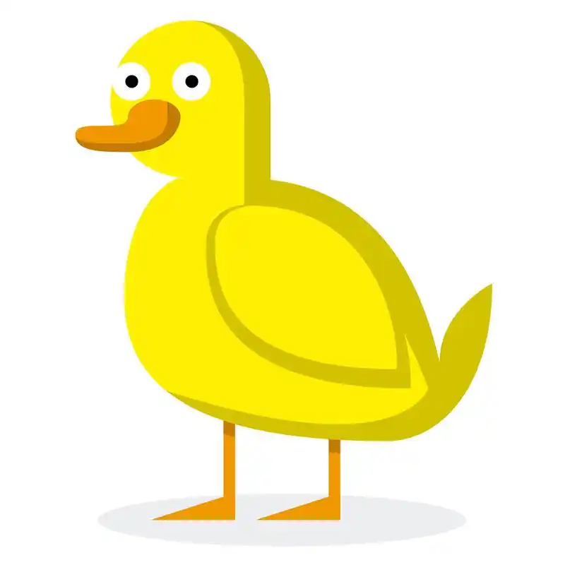 孤立的白色背景上的可爱的卡通小鸭子