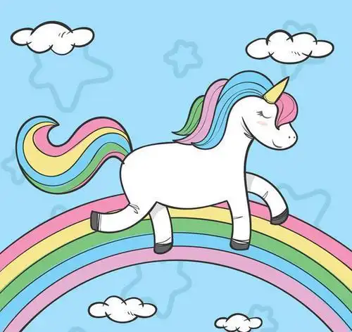 简笔画彩虹马独角兽