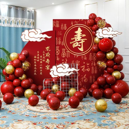 场景布置60岁过寿长辈80大寿气球定制kt板背景墙 寿宴布置kt板套餐b