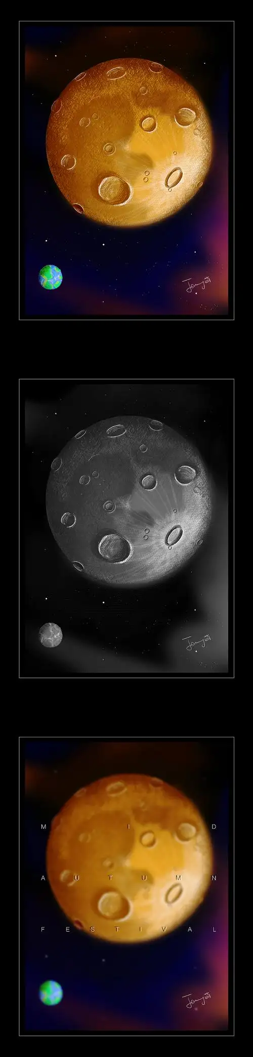 月球手绘插画习作