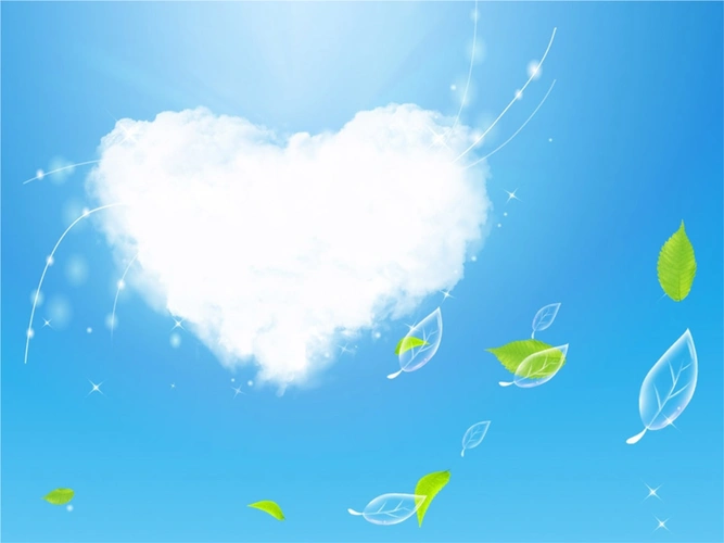 蓝天白云心形主题模板设计素材.ppt