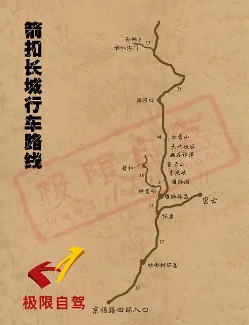 箭扣长城自驾游地图