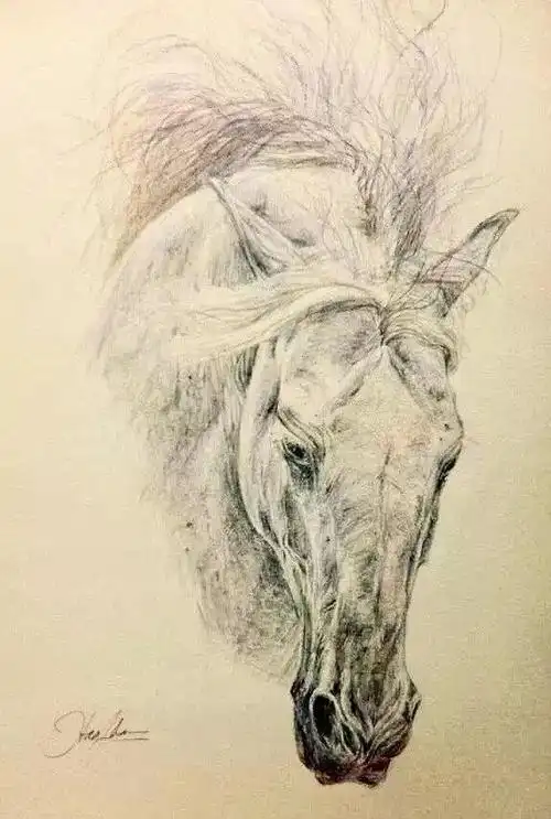 《待发》20x30cm编辑素描《待发》,《领风》的细致入微将中国传统技法