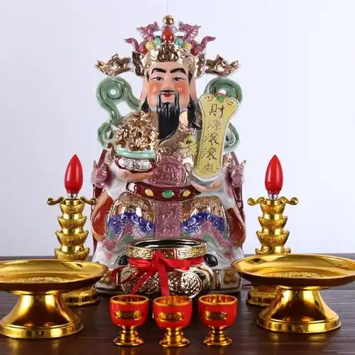 开光陶瓷财神爷佛像店铺开业供奉文财神爷招财家居镇宅摆件套装
