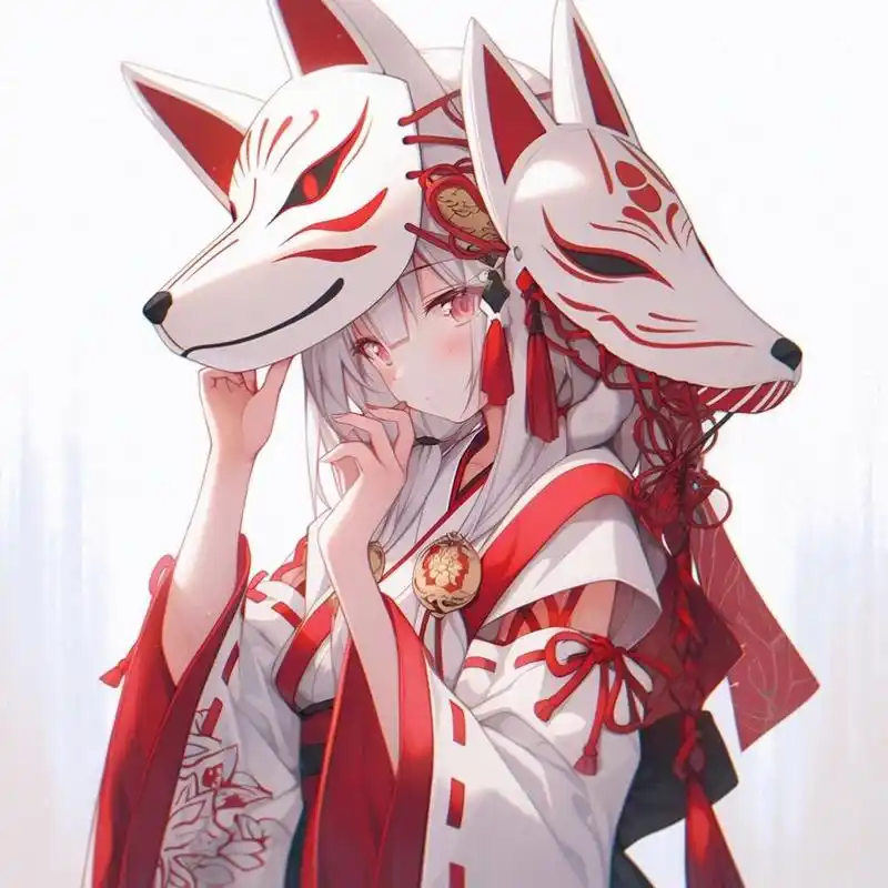 扭扭我发布的第一个作品就是狐狸面具女生头像,这次算是同类型复柯镲