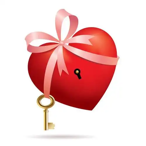 带金色键的矢量红心的隔离光栅版