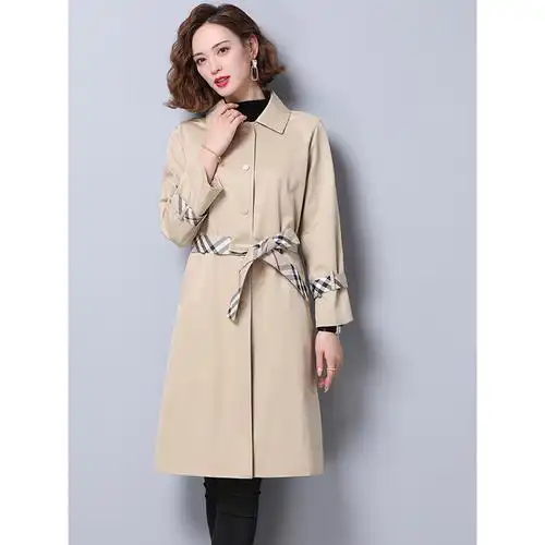 恒源祥女士风衣2020新款秋妈妈气质中长款外套女宽松大衣