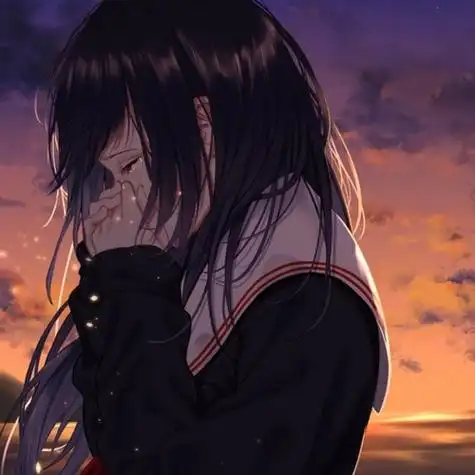 伤感痛哭侧脸女生漫画头像图片